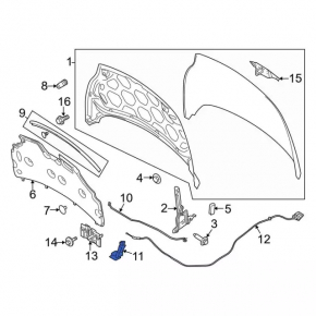 Защелка опоры капота Ford Fiesta 11-19