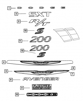 Эмблема крышки багажника Chrysler 200 4d 11-14