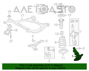 Цапфа со ступицей передняя левая Lexus RX350 RX450h 10-15 с кожухом