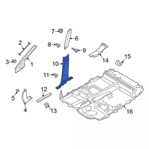 Накладка центральной стойки верхняя ремень правая Ford Transit Connect MK2 13-23 серая