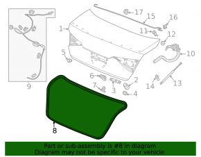 Уплотнитель крышки багажника Honda Civic XI FE/FL 22-23 4d