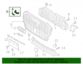 Эмблема надпись Quattro решетки радиатора grill Audi Q3 83A 19-25