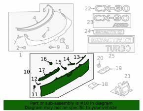 Ornament inferior portbagaj Mazda CX-30 20-25, negru, fără bandă de iluminare spate, suport defect