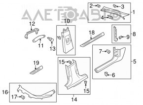 Ornamente stâlp central dreapta jos negru pentru Audi A6 C7 12-18