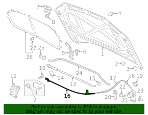 Трос открытия замка капота VW Passat b8 16-19 USA в сборе