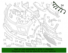 Проводка переднего бампера Mercedes GL-class X166 13-16 под парктроники