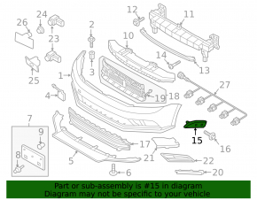 Крепление переднего бампера левое VW Jetta 15-18 USA