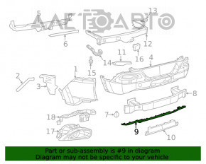 Накладка заднего бампера нижняя Jeep Cherokee KL 15-18 под 2 трубы, серебро, тип 2