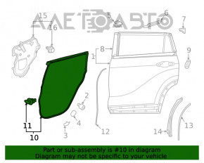 Уплотнитель двери задней левой Toyota Highlander 20-26
