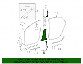 Накладка центральной стойки нижняя левая серая Toyota Prius 20 04-09