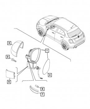 Зеркало боковое левое в сборе Fiat 500X 16-22