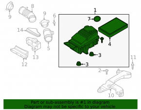 Корпус воздушного фильтра VW Passat b7 12-15 USA 3.6