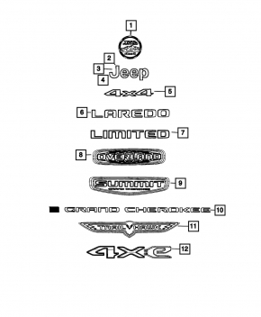 Emblemă aripă față stânga pentru Jeep Grand Cherokee WL 22-26 Trail Rated