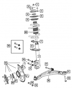 Цапфа со ступицей передняя левая Jeep Compass 11-16 с кожухом