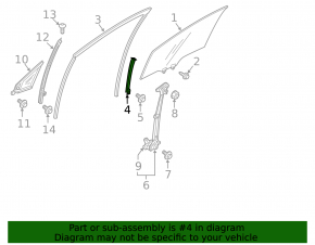 Направляющая стекла двери передней правой задняя Honda Clarity 18-21