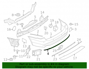 Молдинг заднего бампера BMW 4 F32/33/36 18-20 Luxury line, хром