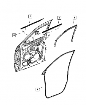 Ornamente ușă-geam negru, central, față dreapta, Jeep Grand Cherokee WK2 16-22