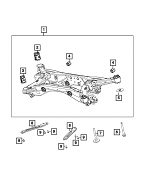 Șuruburi de fixare a cadru auxiliar spate 2 buc Chrysler Pacifica 17 - față 149,5 mm