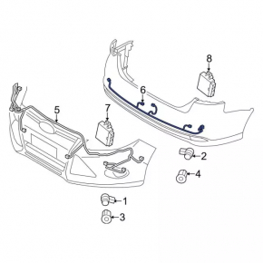 Проводка заднего бампера Ford Focus mk3 15-18 рест, 4d, под 4 парктроника, без keyless