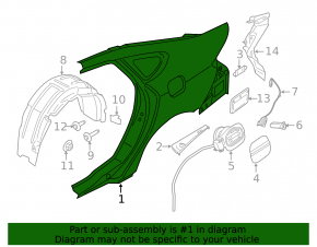 Крыло заднее левое Ford Fusion mk5 13-20