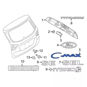 Эмблема надпись Cmax двери багажника Ford C-max MK2 13-18