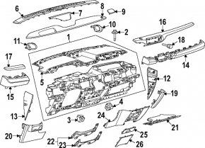 Накладка колени водителя левая Ford Mustang Mach-E 21-26 черная с верхней серой накладкой, кожа