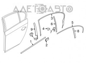 Ornamente ușă-geam central spate dreapta BMW 5 F10 11-16 cromate, curbate