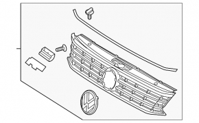 Решетка радиатора grill со значком VW Passat b8 16-19 USA R-Line, песок