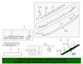 Планка подсветки номера крышки багажника Mazda 6 18-21