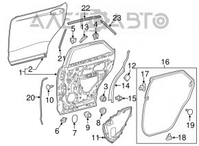 Уплотнитель двери задней левой Lexus RX350 RX450h 16-22