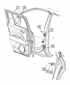 Дверь голая задняя левая Jeep Compass 11-16