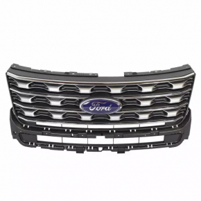 Решетка радиатора grill Ford Explorer 16-17 рест серебро