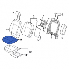 Водительское сидение Ford Ecosport 18-20 ткань, серое, механическое, без airbag, под химчистку