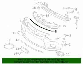 Уплотнитель капота на бампере Kia Forte 4d 14-16