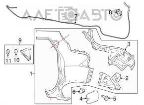 Замок лючка бензобака Nissan Rogue 14-17 длинный