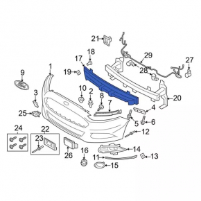 Абсорбер переднего бампера Ford Fusion mk5 13-16 сломан