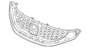 Решетка радиатора grill Honda Civic 13-15 черная гладкая, без молдинга