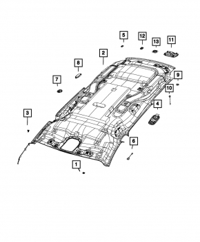 Обшивка потолка Chrysler Pacifica 17-20 без панорамы, серая