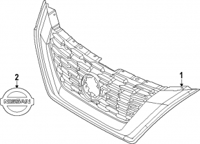 Решетка радиатора grill Nissan Rogue 24-26 без камеры