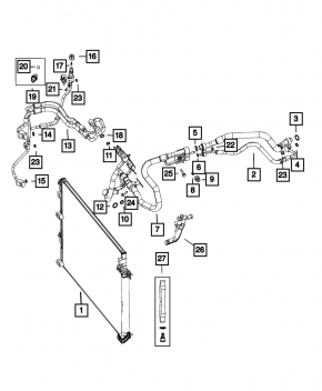 Трубка кондиционера длинная Jeep Cherokee KL 14-18 3.2