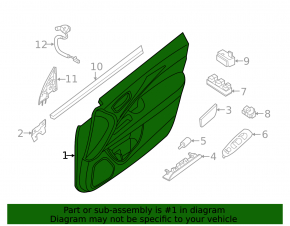 Обшивка двери карточка передняя левая Nissan Pathfinder 13-16 черн кожа