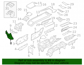 Накладка центральной консоли задняя нижняя Volvo XC90 16-25 тип 1, черная, царапины