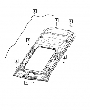Обшивка потолка Jeep Grand Cherokee WL 23-26 под люк, черная, long