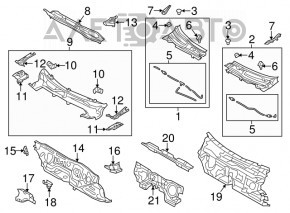 Уплотнитель решетки дворников левый Mazda 3 14-18 BM