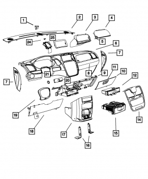 Торпедо передняя панель без AIRBAG Dodge Grand Caravan 11-16 беж