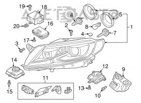 Фара передняя правая VW CC 13-17 в сборе рест ксенон led