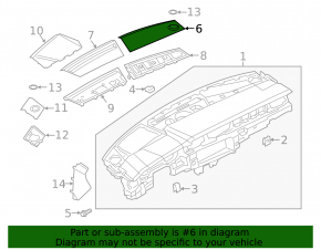 Накладка передней панели верхняя правая Audi A6 C8 19-24 черная
