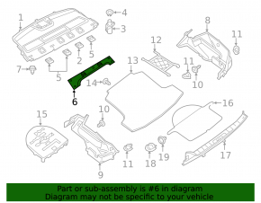 Накладка задней полки Nissan Altima 13-18 черная, потертости