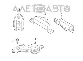 Ключ smart key Nissan Rogue 17-19 5 кнопок, 433MHz, потерт
