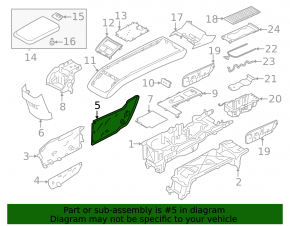 Накладка центральной консоли боковая передняя правая Volvo XC90 25-26 тип 2, B5, B6, черная
